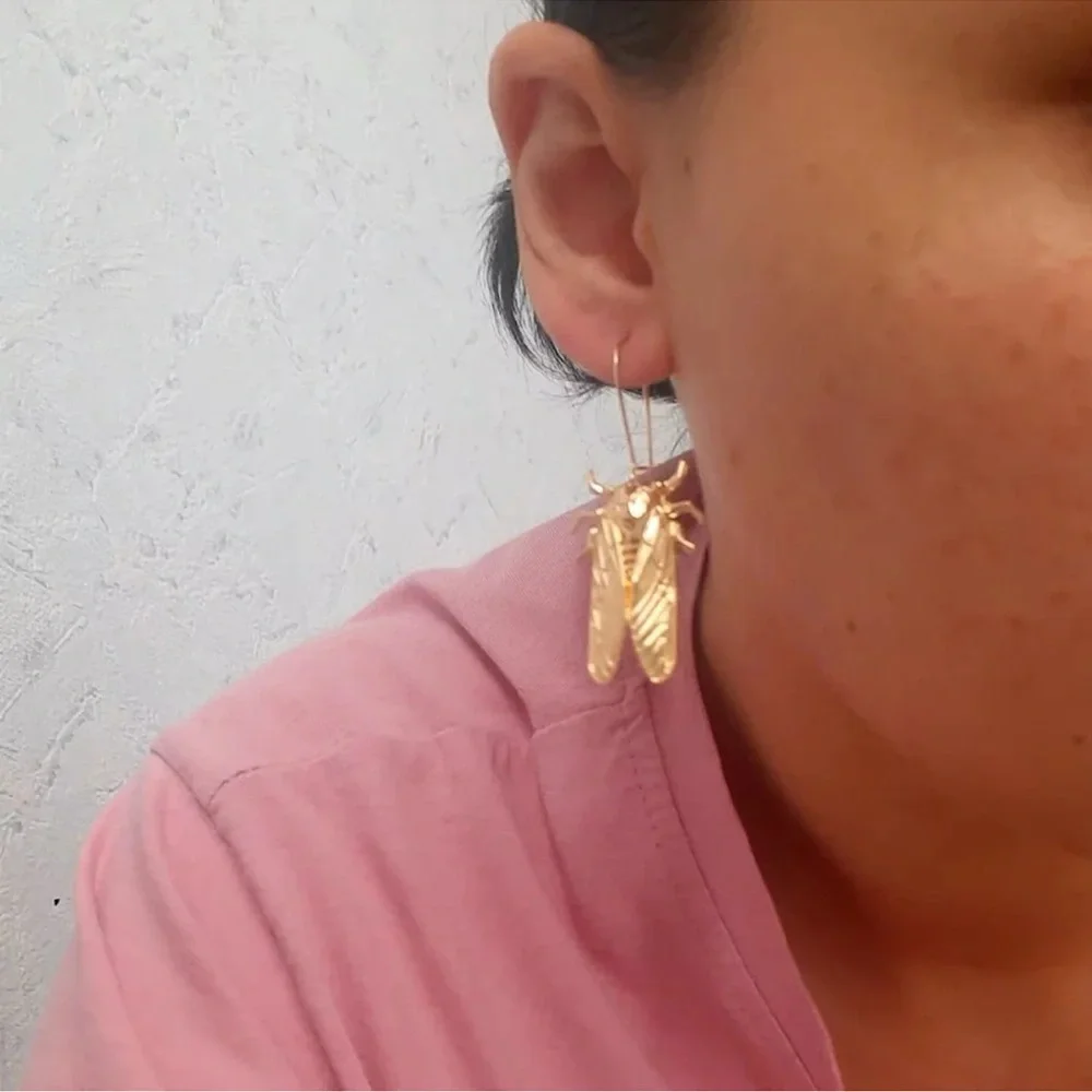 Vintage Egyptian Big Beetle Insect Bugs Earrings - Picture 14 of 16